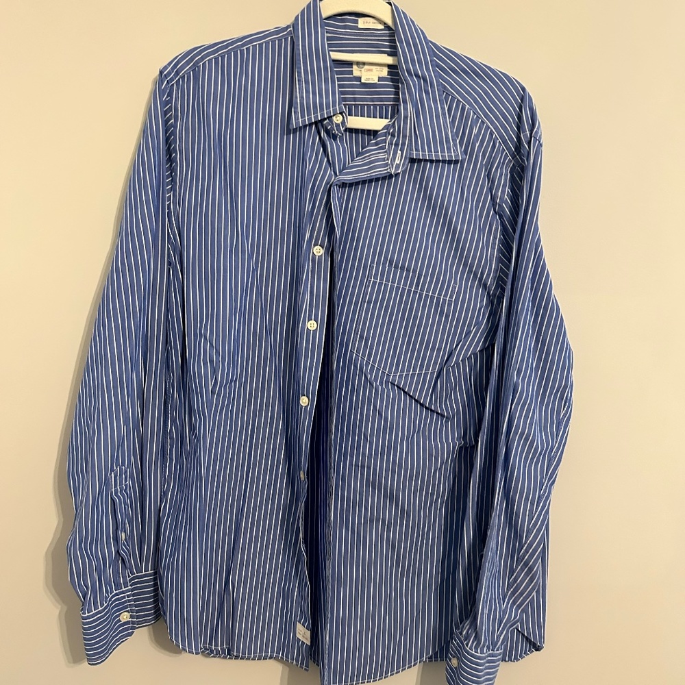 J. Crew L Striped Button Down